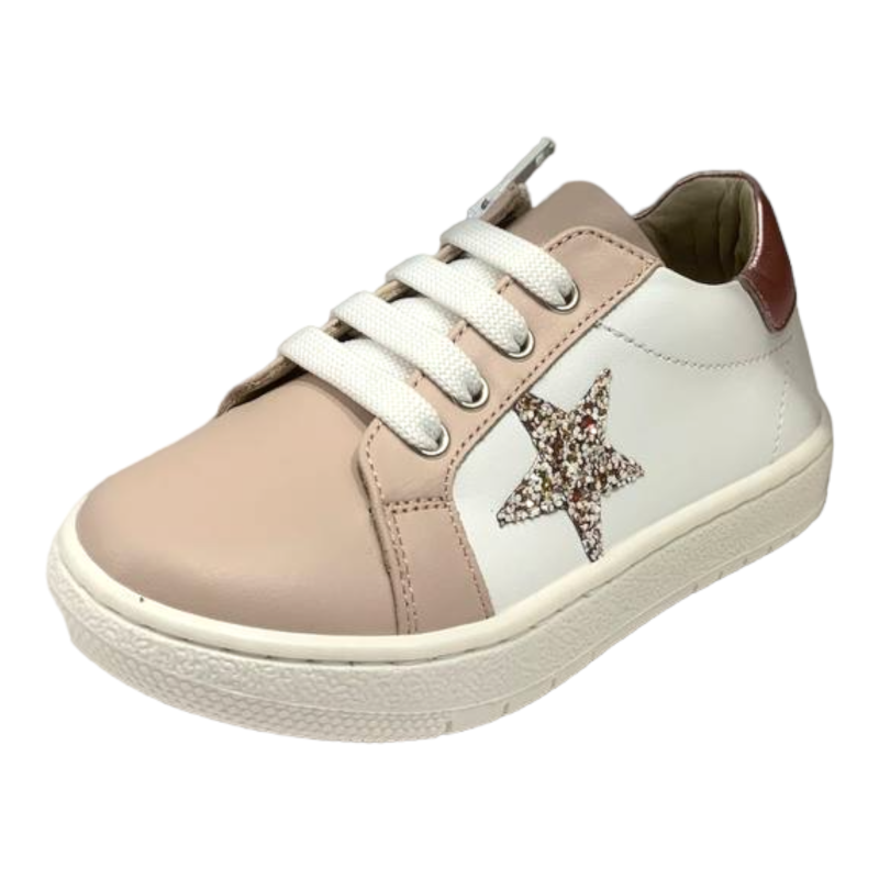 Sneakers bambina bianco-rosa glitter-metallic - Rossano
