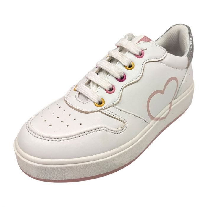 Asso sneakers cuore e occhielli colorati fronte