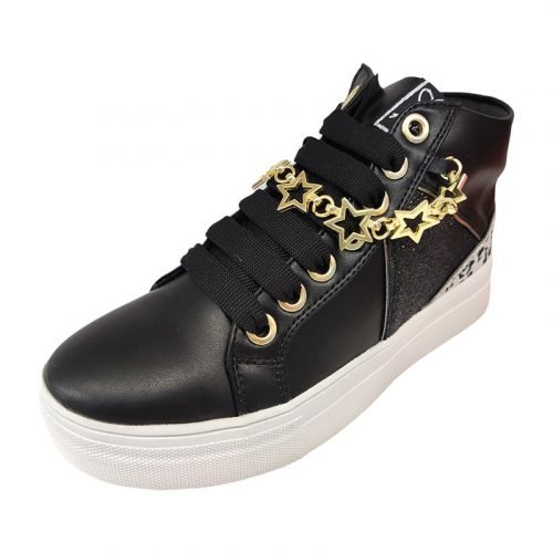 Sneakers alta nera con cavigliera Asso fronte