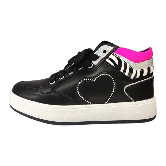 Sneakers alta nera fucsia Asso sinistra