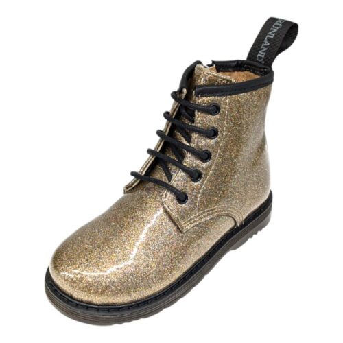 Anfibio Baby per bambina color oro glitter con lacci e cerniera lampo laterale – Grünland