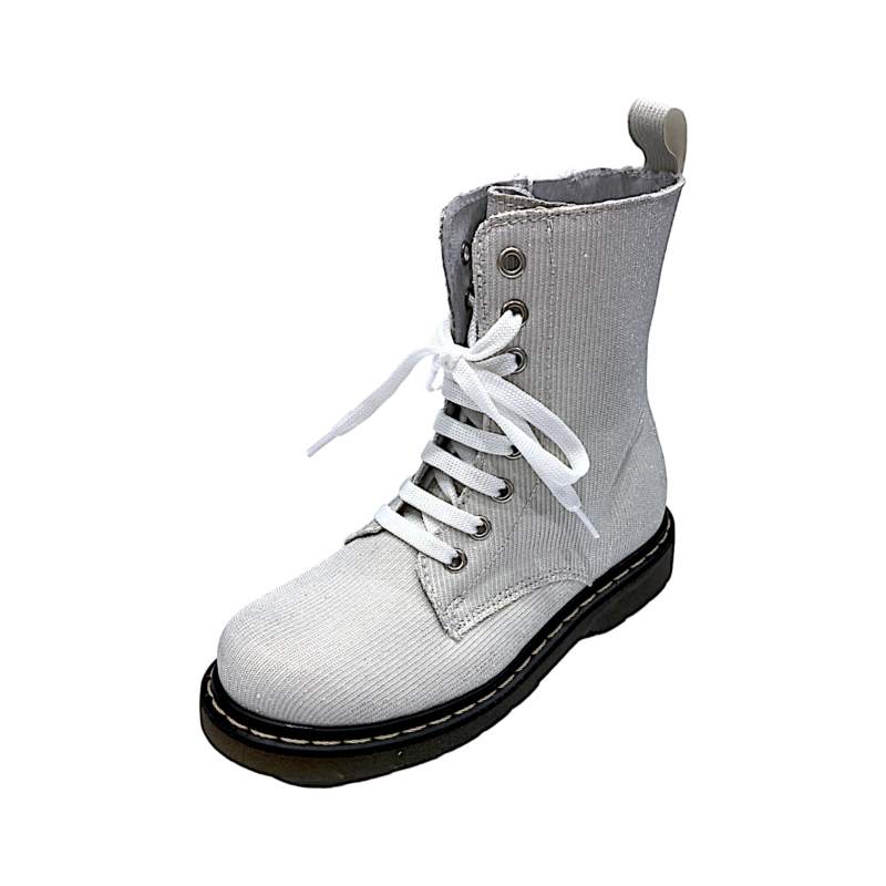 Anfibio bambina in tessuto glitter bianco – Chiara Luciani 1 Anfibio bambina in tessuto glitter bianco – Chiara Luciani