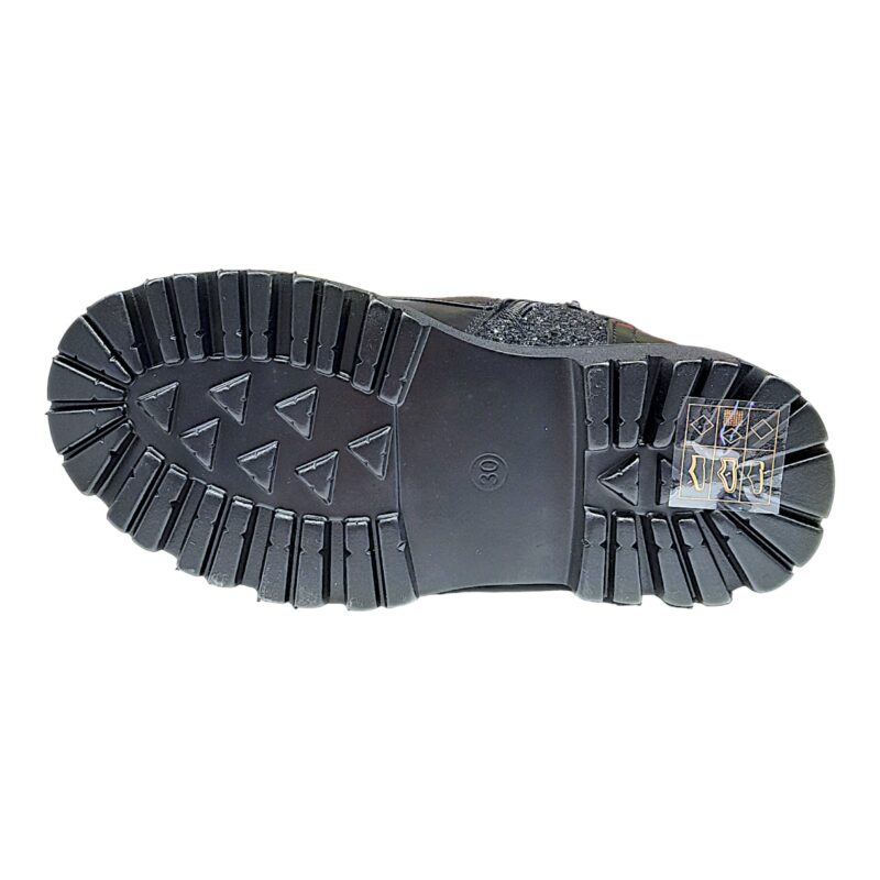 Anfibio glitter bambina nero con lacci elastici e lampo – Asso 5 Anfibio glitter bambina nero con lacci e lampo – Asso