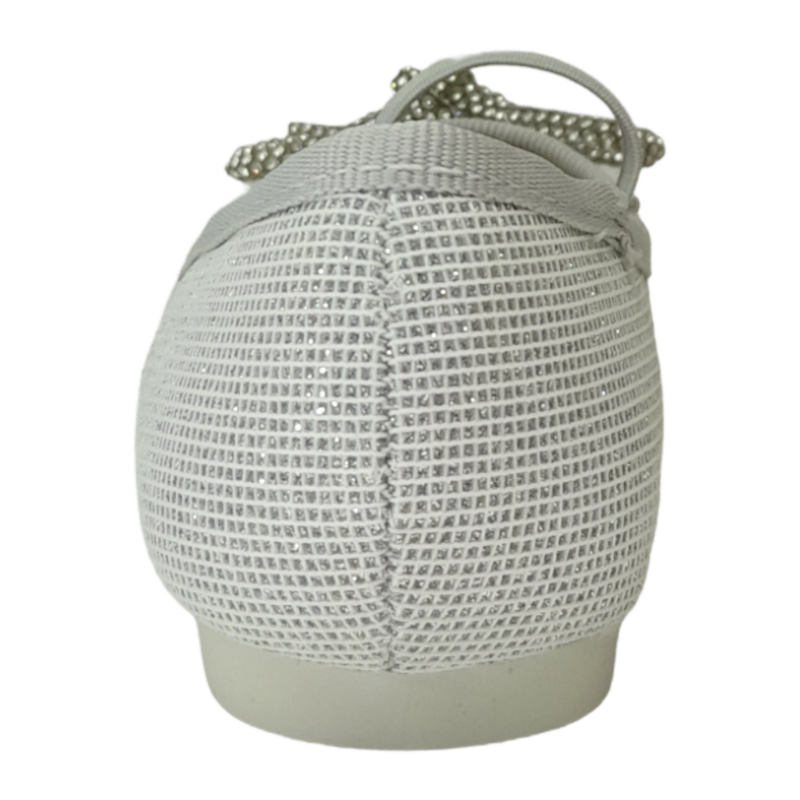 Ballerina argento glitter con fiocco strass ed elastico – BACIO & BACIO 4 Ballerina argento glitter con fiocco strass ed elastico – BACIO & BACIO