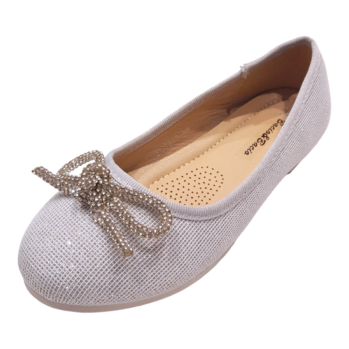 Ballerina argento glitter con fiocco strass – BACIO & BACIO