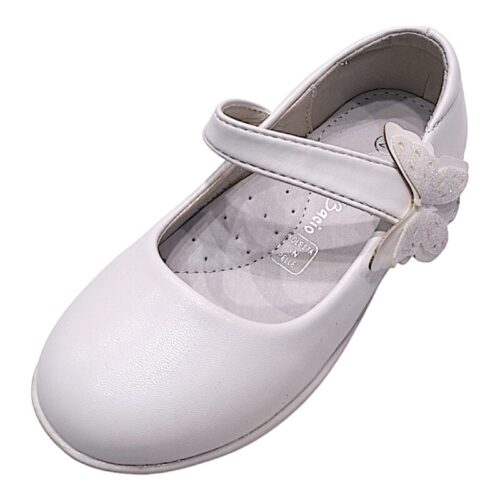 Ballerina bianca con farfalla e chiusura a strappo per bambina – BACIO & BACIO
