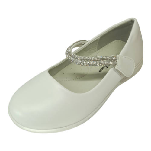 Ballerina bianca con fascette e strass – BACIO & BACIO