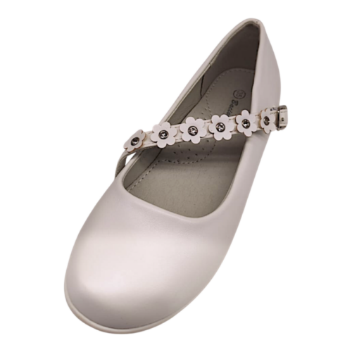 Ballerina bianca con fascia fiori e strass – BACIO & BACIO