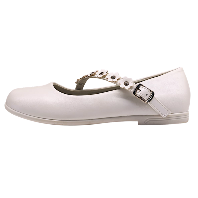 Ballerina bianca con fascia fiori e strass – BACIO & BACIO