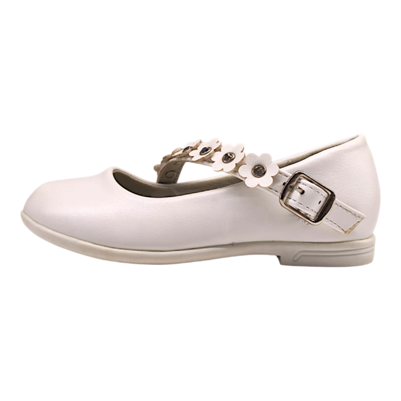 Ballerina bianca con fascia fiori e strass – BACIO & BACIO