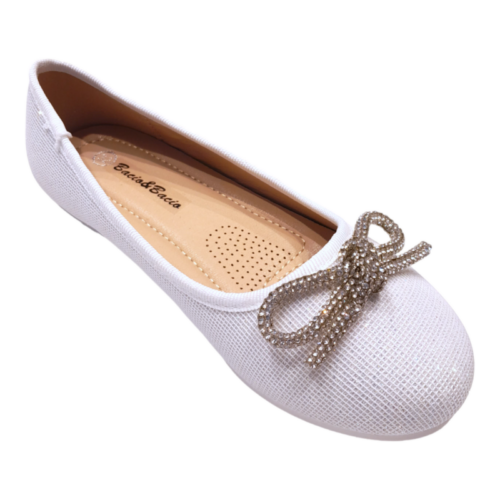 Ballerina bianca glitter con fiocco strass – BACIO & BACIO