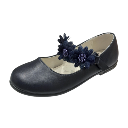 Ballerina blu con cinturino a strappo ricoperto di fiori in pizzo blu – BACIO & BACIO