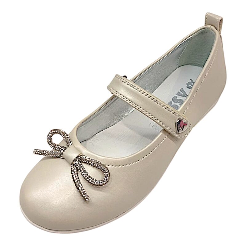 Ballerina da cerimonia con cinturino avorio e strappo - Asso