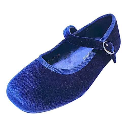 Ballerina in velluto blu navy con chiusura a fibbia per bambina – DOREMÌ