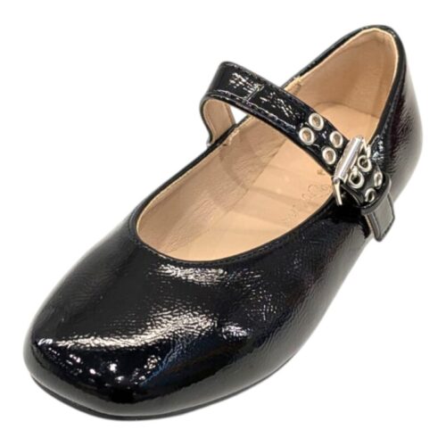 Ballerina lucida nera con chiusura a fibbia per bambina – DOREMÌ