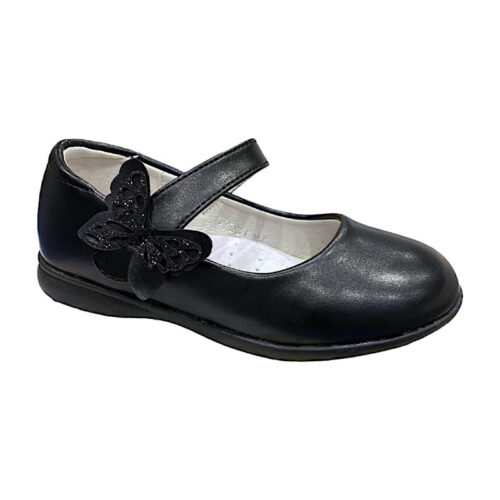 Ballerina nera con farfalla e chiusura a strappo per bambina – BACIO & BACIO