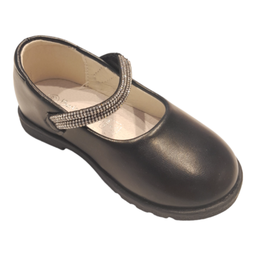 Ballerina nera con fascia strass per bambina – BACIO & BACIO