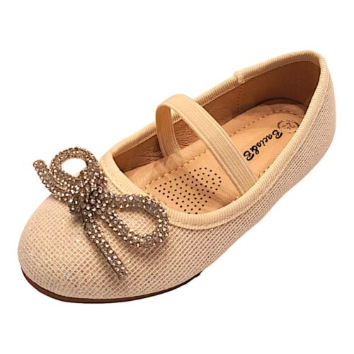 Ballerina oro con fiocchetto ed elastico – BACIO & BACIO