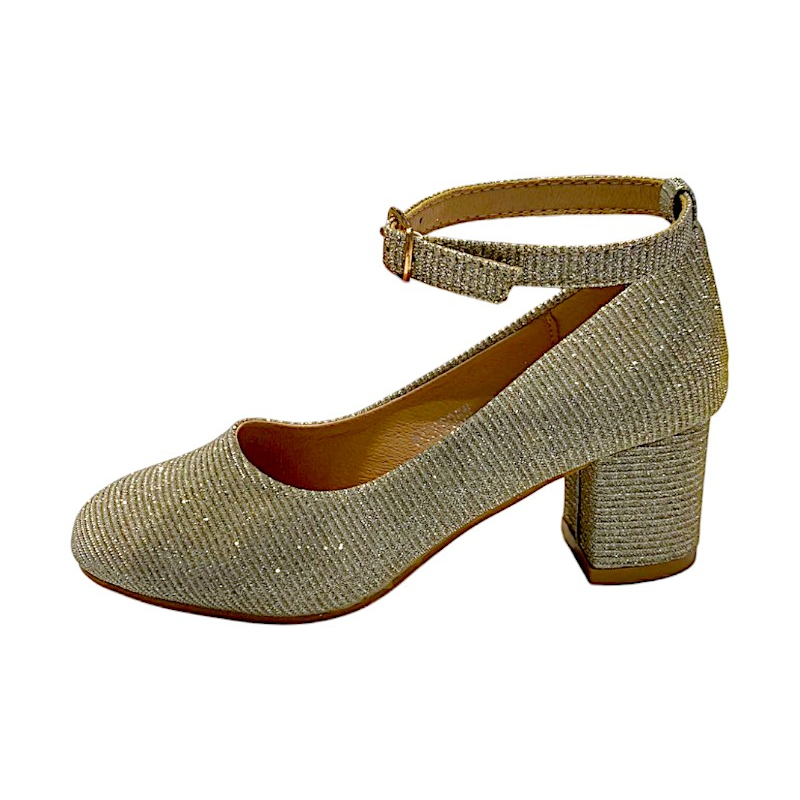 Ballerina oro con tacco e fibbia – BACIO & BACIO