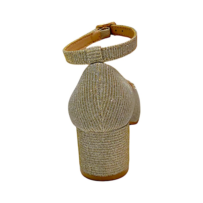 Ballerina oro con tacco e fibbia – BACIO & BACIO