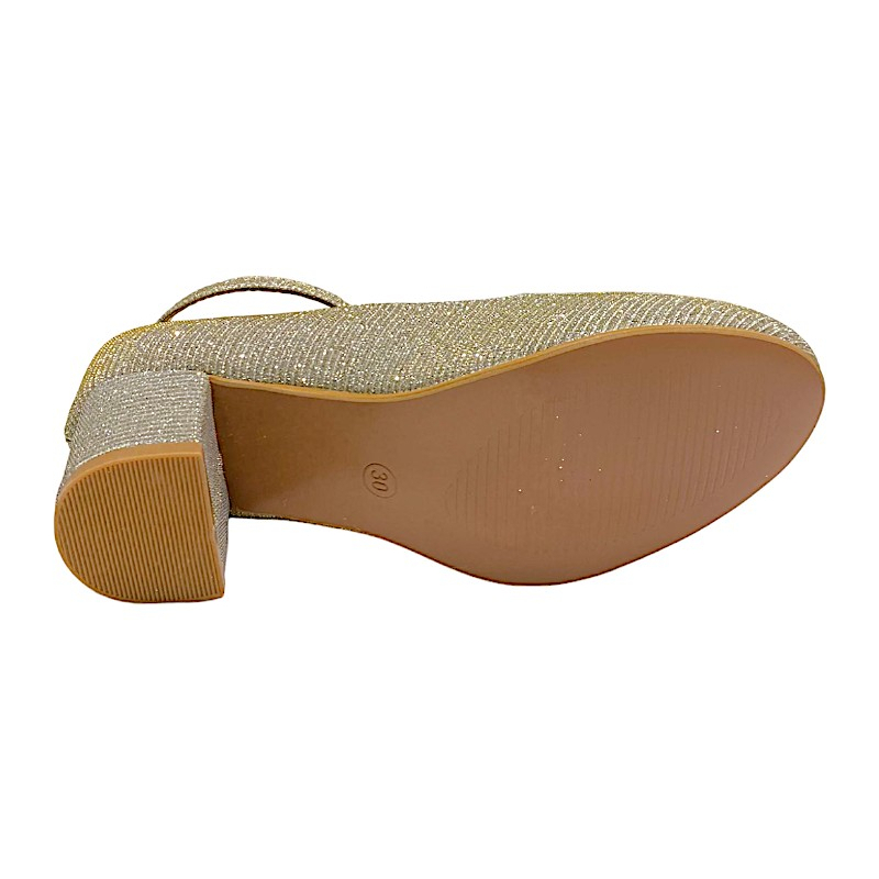 Ballerina oro con tacco e fibbia – BACIO & BACIO