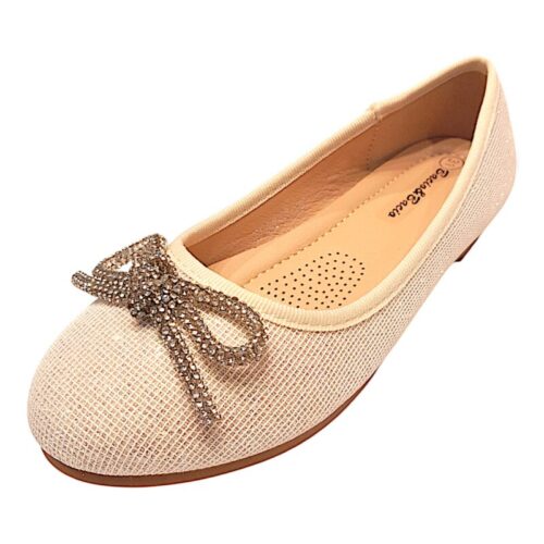 Ballerina oro glitter con fiocco strass – BACIO & BACIO