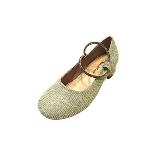 Ballerina color oro glitter per bambina con fascia strass, tacco e strappo a velcro - Bacio & Bacio 3 Ballerina oro glitter per bambina con fascia strass, tacco e strappo a velcro - Bacio & Bacio