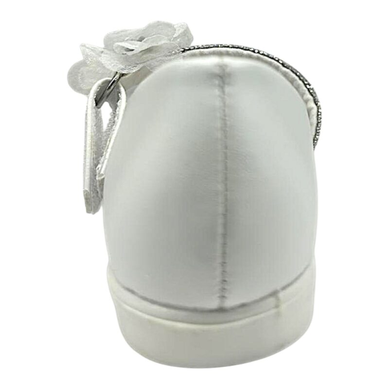 Ballerina bianca per bambina con cinturino di strass e applicazione fiore con strappo – Giardino d'Oro 4 Ballerina per bambina bianca con cinturino di strass e applicazione fiore con strappo – Giardino d'Oro