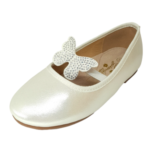 Ballerina per bambina bianca perlata con fascetta elastica e farfalla con strass – Giardino d'Oro 6 Ballerina per bambina bianca perlata con fascetta elastica e farfalla con strass – Giardino d'Oro