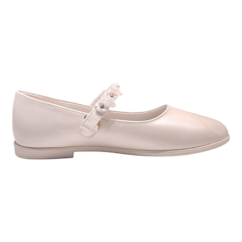 Ballerina per bambina bianco perlato con strappo ricoperto di fiori, strass e tulle – Giardino d'Oro 2 Ballerina per bambina bianco perlato con strappo ricoperto di fiori, strass e tulle – Giardino d'Oro