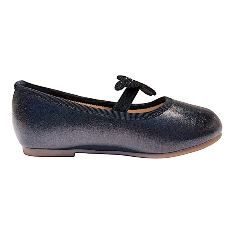 Ballerina per bambina nera perlata con fascetta elastica e farfalla con strass – Giardino d'Oro 2 Ballerina per bambina nera perlata con fascetta elastica e farfalla con strass – Giardino d'Oro