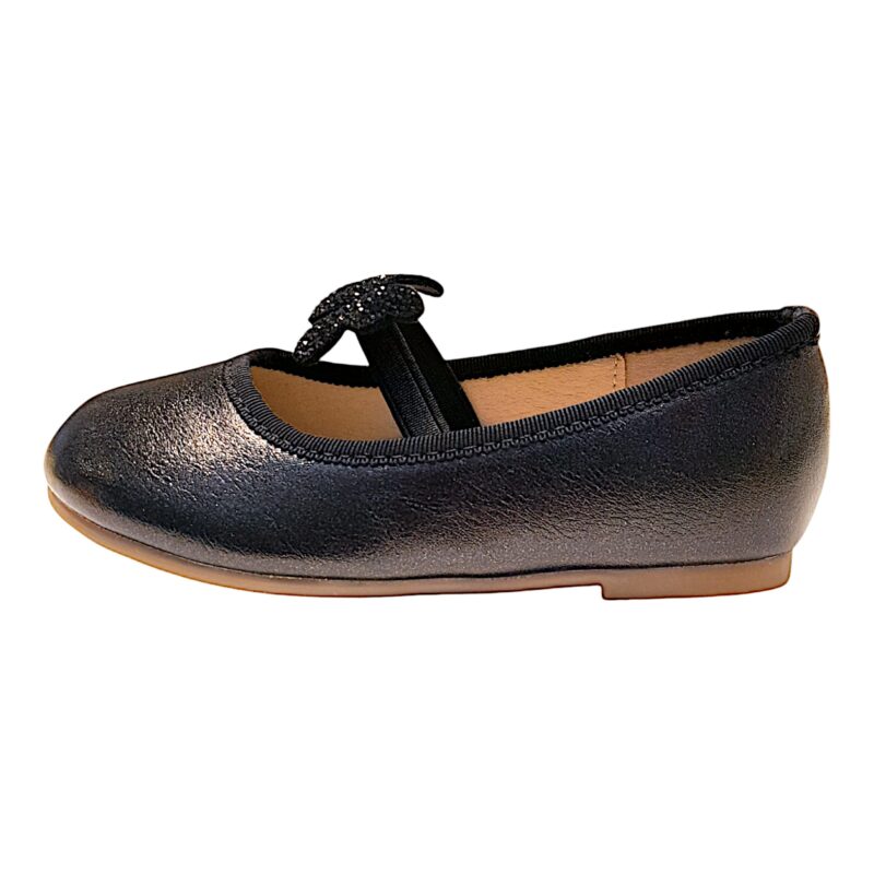 Ballerina per bambina nera perlata con fascetta elastica e farfalla con strass – Giardino d'Oro 3 Ballerina per bambina nera perlata con fascetta elastica e farfalla con strass – Giardino d'Oro