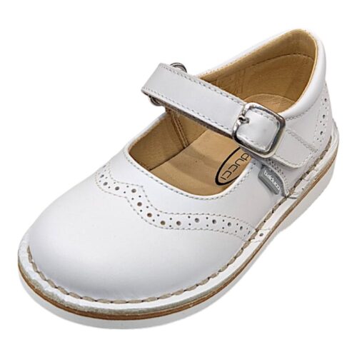 Ballerina primi passi bambina bianca per cerimonia con striscia traforata - Balducci