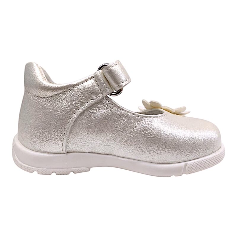 Ballerina primi passi bianca satinata con fiore e strappo – Primigi