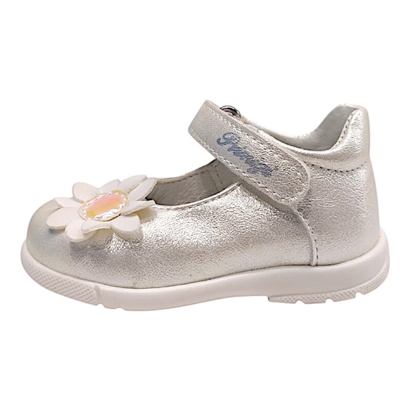 Ballerina primi passi bianca satinata con fiore e strappo – Primigi