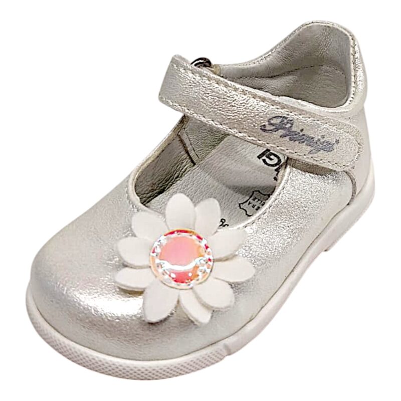 Ballerina primi passi bianca satinata con fiore e strappo – Primigi