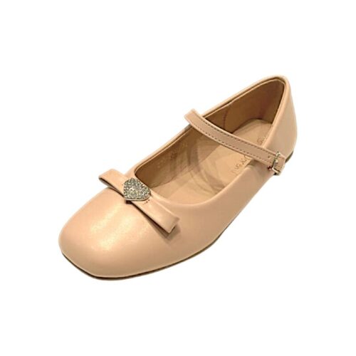 Ballerina rosa per bambina con fiocchetto e cuoricino di strass e chiusura a strappo – DOREMI 5