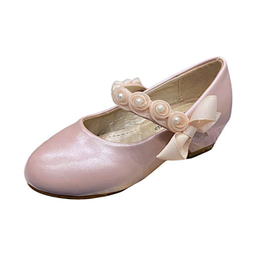 Ballerina rosa perla con strappo fiocchetto e tacco – BACIO & BACIO