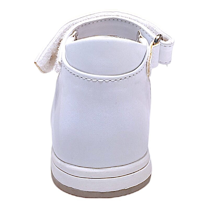 Ballerine baby bianca con fiocco strass e cinturino a strappo - Asso