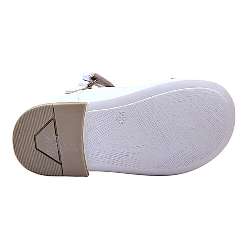 Ballerine baby bianca con fiocco strass e cinturino a strappo - Asso