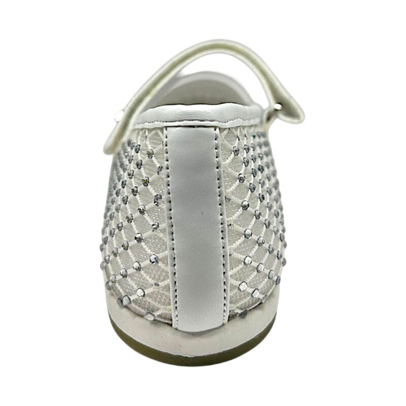 Ballerine bambina bianche traforate con strass e strappo – Asso 4 Ballerine bambina bianche traforate con strass e strappo – Asso