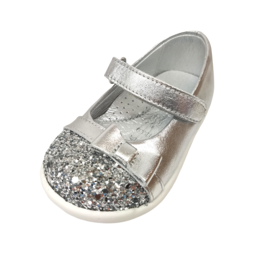 Ballerine bambina in argento laminato e glitter - Rossano