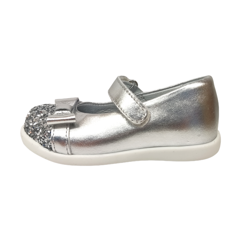 Ballerine bambina in argento laminato e glitter - Rossano