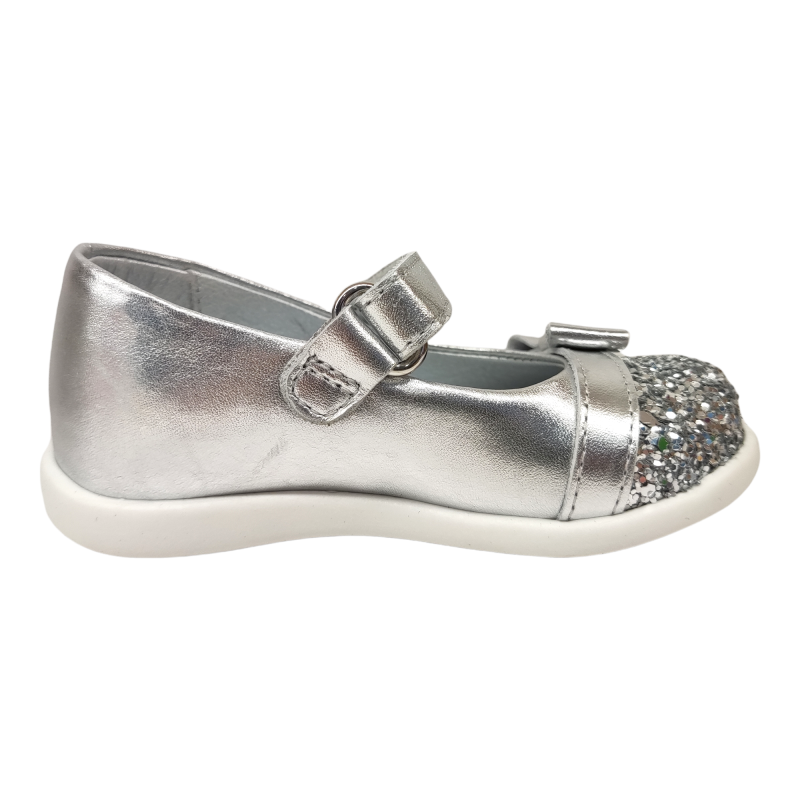 Ballerine bambina in argento laminato e glitter - Rossano