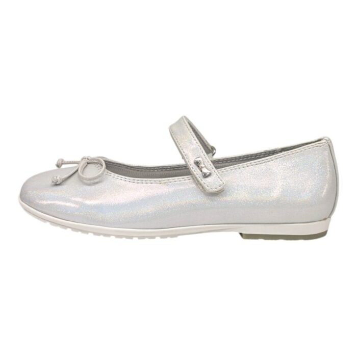 Ballerine bianche per bambina e ragazza con fiocco e chiusura a strappo – Asso