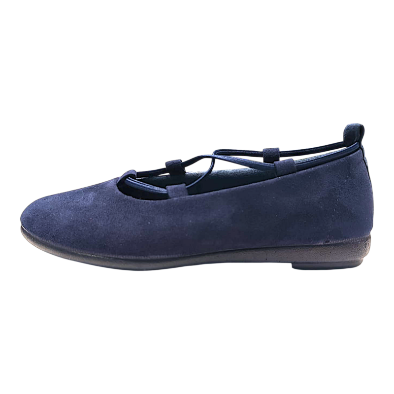 Ballerine da cerimonia in tessuto blu navy per bambina con lacci elastici intrecciati - Vul·Ladi 3 Ballerine da cerimonia in tessuto blu navy per bambina con lacci elastici intrecciati - Vul·Ladi