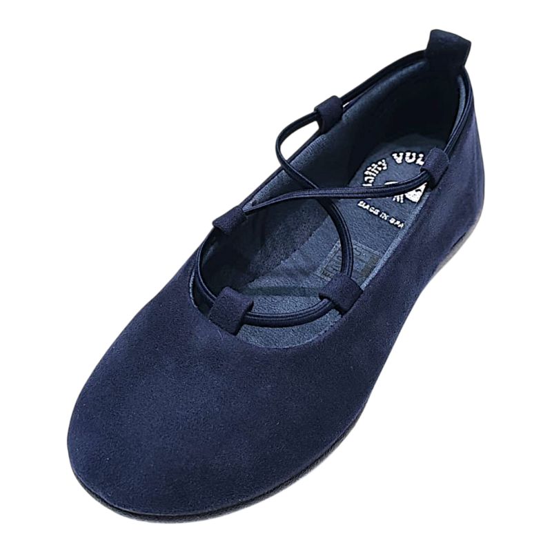 Ballerine da cerimonia in tessuto blu navy per bambina con lacci elastici intrecciati - Vul·Ladi 1 Ballerine da cerimonia in tessuto blu navy per bambina con lacci elastici intrecciati - Vul·Ladi