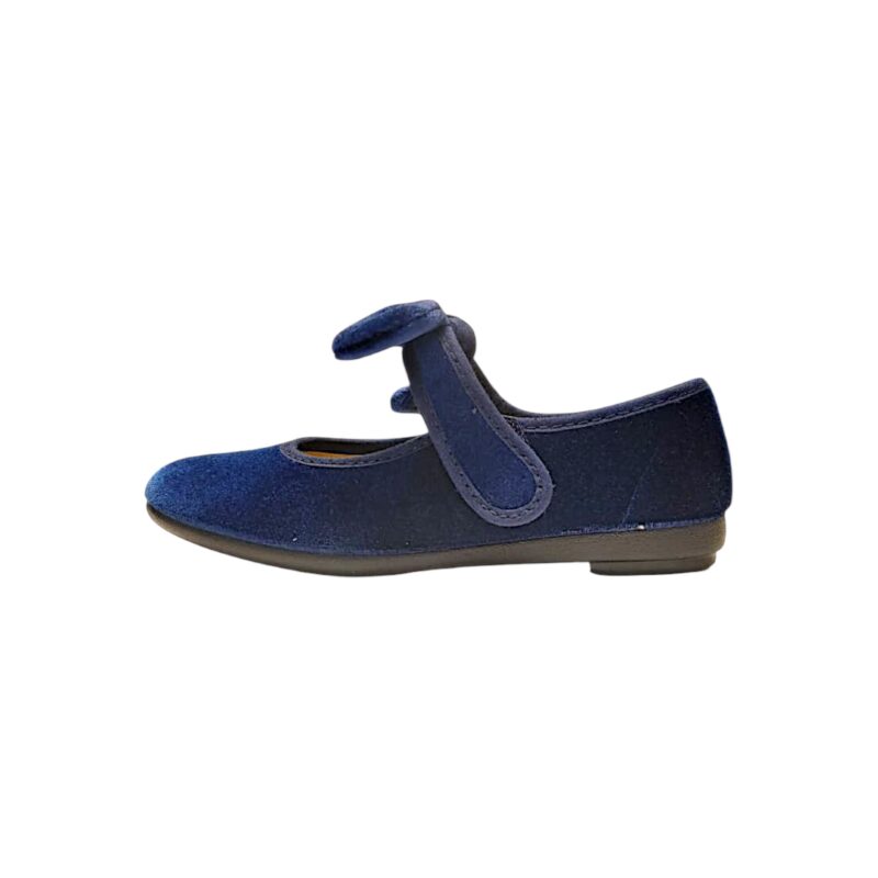Ballerine da cerimonia in velluto blu navy per bambina con fiocco e strappo - Vul·Ladi 3 Ballerine da cerimonia in velluto blu navy per bambina con fiocco e strappo - Vul·Ladi