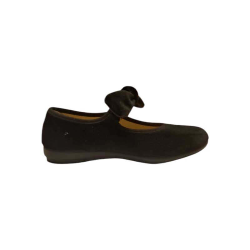 Ballerine da cerimonia per bambina in velluto nero con fiocco e strappo - Vul·ladi 2 Ballerine da cerimonia per bambina in velluto nero con fiocco e strappo - Vul·ladi