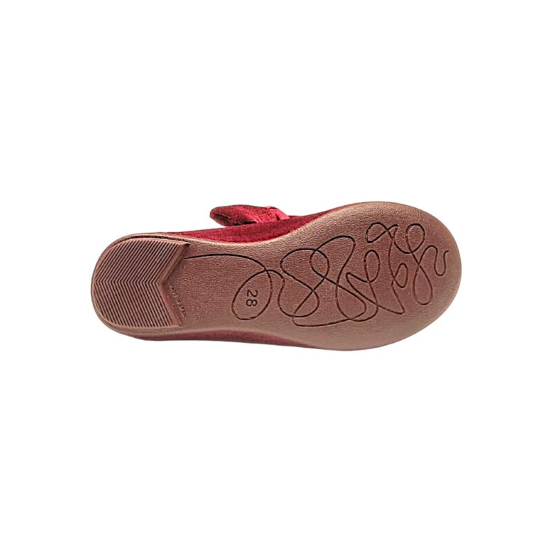 Ballerine in velluto bordeaux per bambina con fiocco e strappo - Vul·Ladi 5 Ballerine in velluto bordeaux per bambina con fiocco e strappo - Vul·ladi